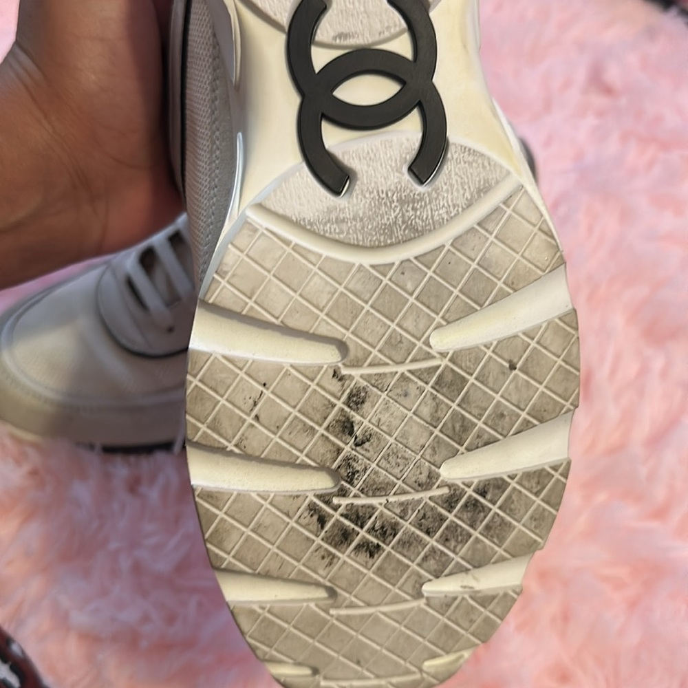 CHANEL ivory/cream and black sneakers . Size 40 . WORN - Picture 7 of 11